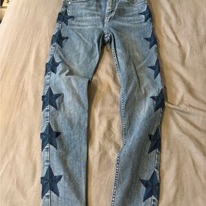Women Blue Star-Patterned Jeans